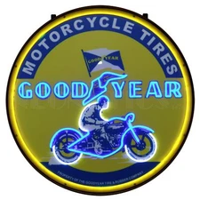 Neonetics 29GYMTR Goodyear Neon Sign Vintage Motorcycle Round 36 Inch Neon Light