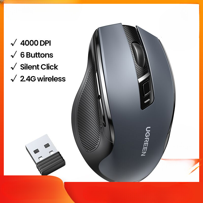Wireless Ergonomic Mute Mouse for MacBook Tablet Laptop 2.4G Ultra-Quiet Design