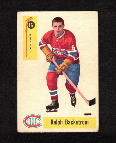 1958-59 RALPH BACKSTROM #16 ROOKIE Parkhurst KEY Canadiens Star NHL Hockey Card