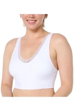 AnyBody Intimates Ribbed Lace Bra White