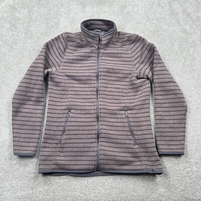 LL Bean Women's Full Zip Mock Neck Sweatshirt Size Med Purple Striped 290571