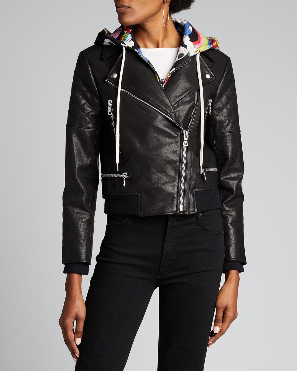 レザージャケット・コート ALICE + OLIVIA Nita Leather Drape Front Jacket(Black) CC000J05210A001_01.jpg?sw=550