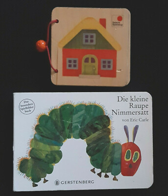2 Spielbücher Eric Carle Die kleine Raupe Nimmersatt, Holzbuch selecta