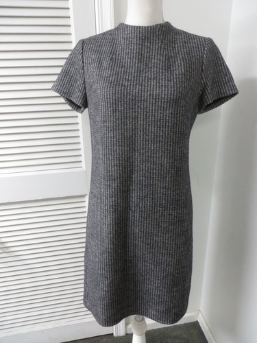 THEORY   Jasneah Wool Blend Lined Mini Shift Dress Gray Herringbone 6