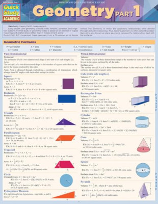 Geometrie Teil 1: Quickstudy laminiertes Nachschlagewerk - Poster NEU inkl. Barchart