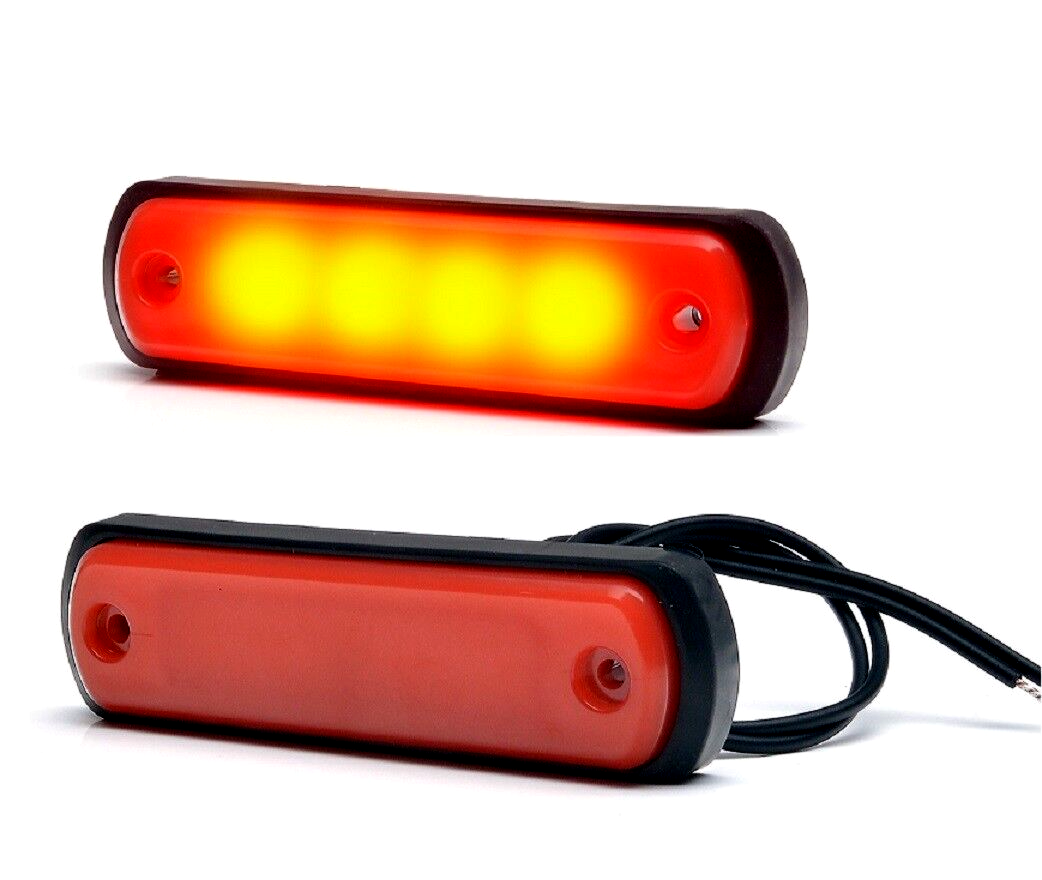 24V Red Rear 12 LED Side Marker Perimeter Lights x10 for Truck Scania