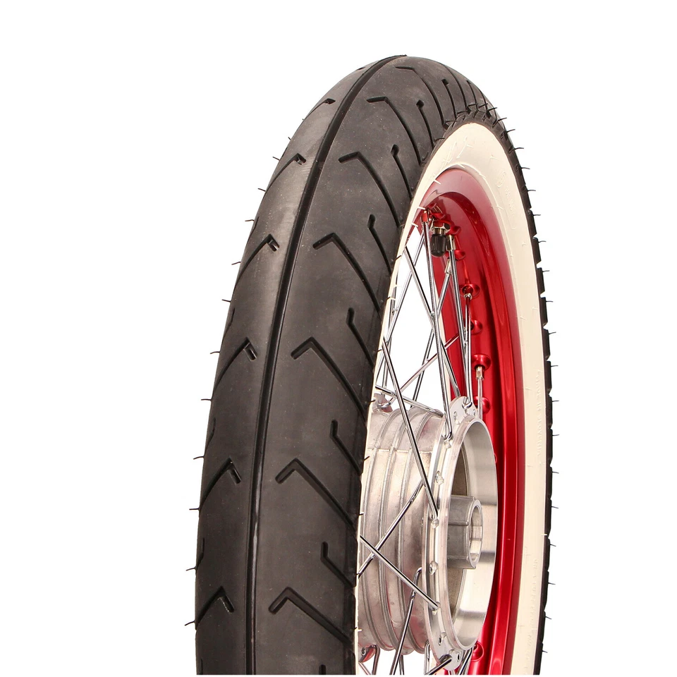 Simson 16" Komplettrad vorn/hinten Set Chromspeichen Alufelge rot Weißwandreifen - Bild 2 von 4