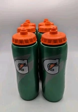 Lot Of 6 Gatorade Orange Bottles 32 oz. Green Squeeze Bottles