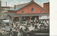 Meadville PA * Market House  1909 Busy Scene Lots of Wagons