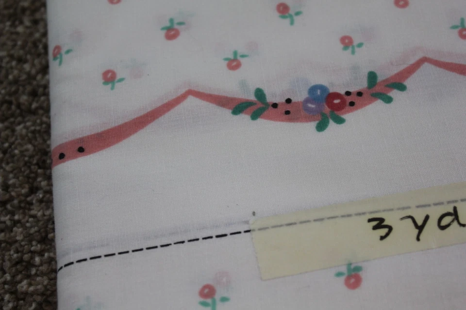 Daisy Kingdom 白色粉红色花朵扇贝织物边饰褶皱 3 码旗帜罕见 — 第 3/4 张图片