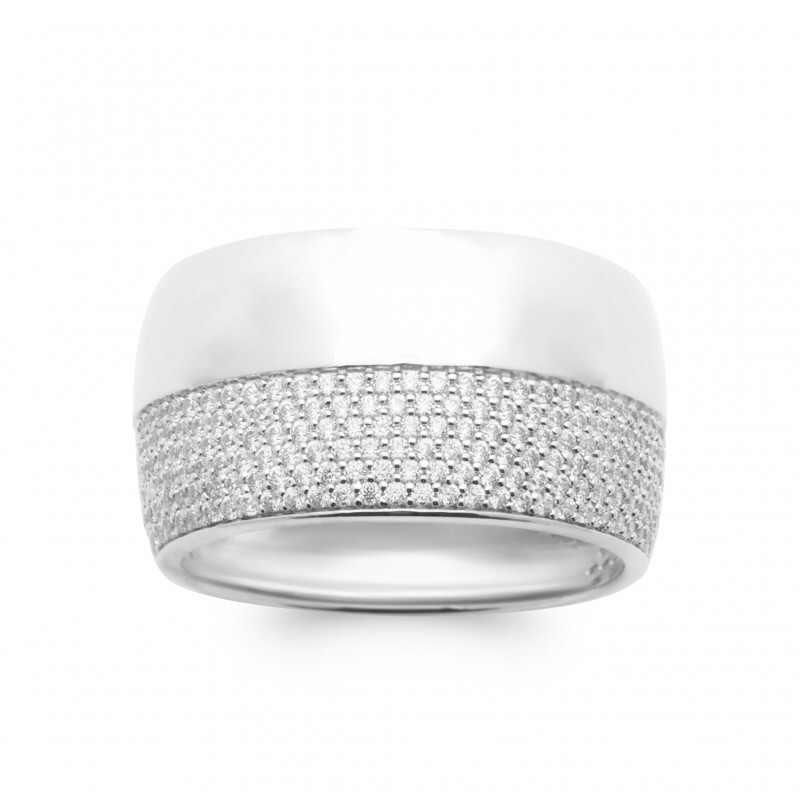 Bague large pavé oxydes de zirconium Argent massif 925 : le cadeau idéal pour elle