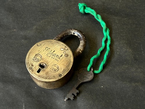 RARO ANTIGUO DE COLECCIÓN 7 PALANCAS LATÓN ELEFANTE PEQUEÑO CANDADO ÚNICO CON LLAVE, (IP.6) - Imagen 3 de 13