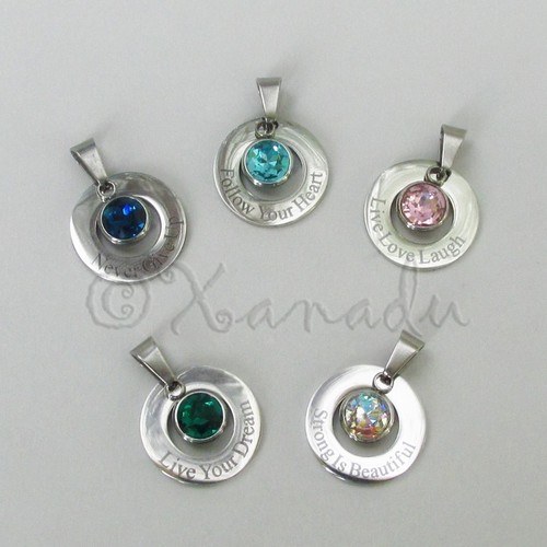 Shakespeare Quote Necklace - 304 Stainless Steel Personlized Birthstone Pendant - Picture 7 of 8