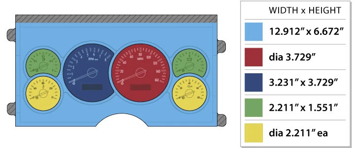 Sistema de calibre analógico para camioneta Chevy Dakota Digital 1988-94 VHX-88C-PU-K-R Foto 4 de 4