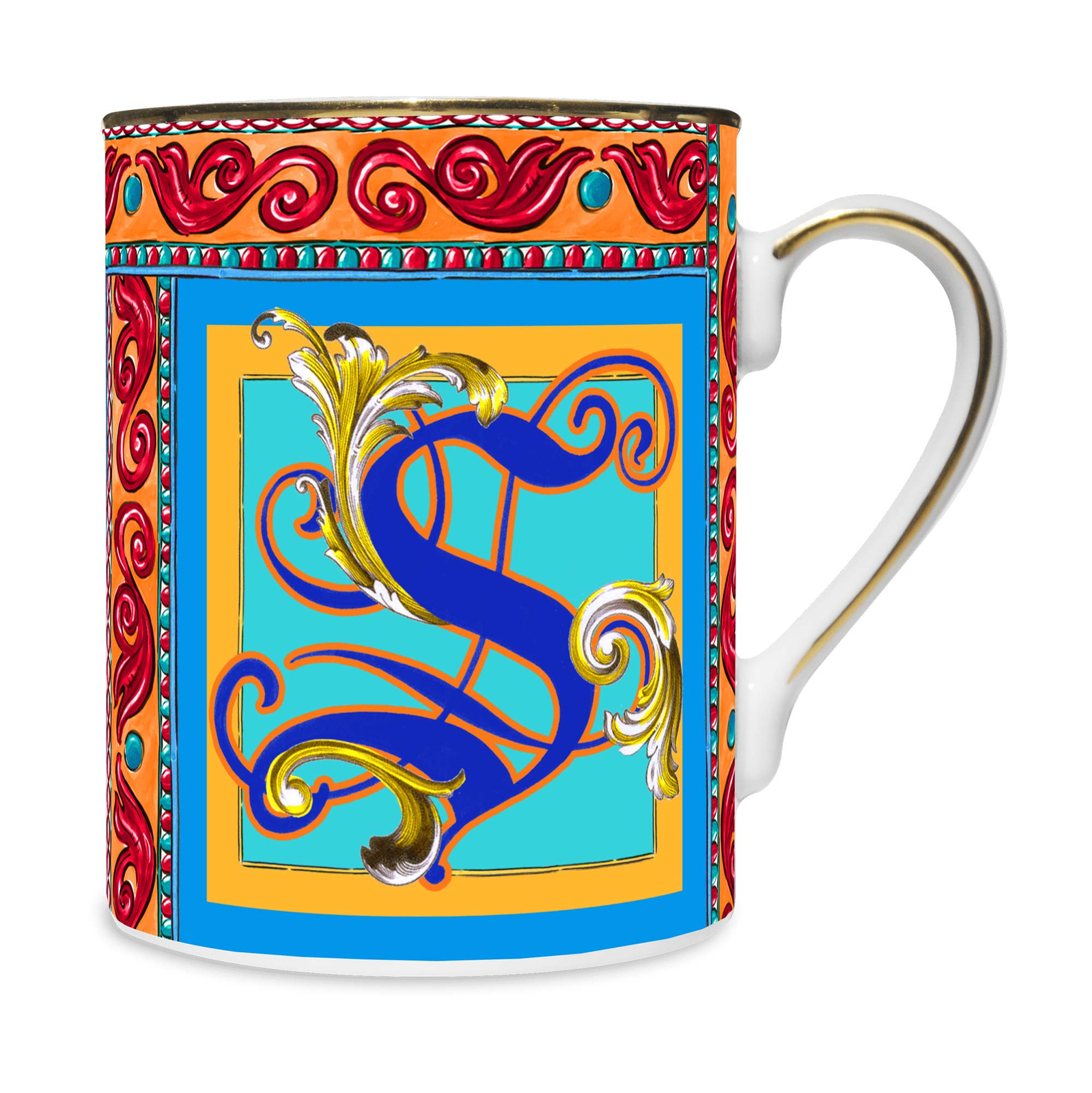 Baci Milano Mug in porcellana dal design classico "lettera S" Ortigia Porcellana