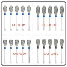 Dental Diamond Burs Barrel FG Medium Grit/ Super Coarse 5-50Pcs Round/Long/Pear