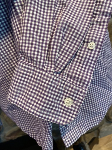 Vestido informal Ralph Lauren para hombre ajuste personalizado a cuadros L/S camisa de algodón talla L púrpura - Imagen 5 de 7