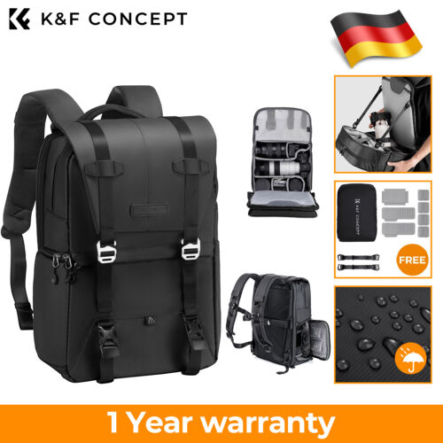 K&F Concept 20L Kamerarucksack für Fotografen Kameratasche Wasserdicht Schwarz - Afbeelding 1 van 8