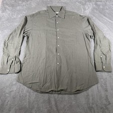 Ermenegildo Zegna Dress Shirt Men Large 43/17 Green Cotton Long Sleeve Button Up
