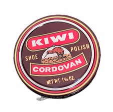 KIWI Cordovan Shoe Boot Polish Tin 1-1/8 oz  Vintage 1970s   Half Full  Made USA
