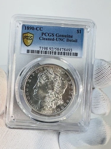 1890-CC PCGS MORGAN SILVER DOLLAR GENUINE CLEANED-UNC DETAIL