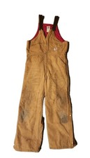 CARHARTT MEN'S R04 BRN DUCK CANVAS QUILT LINED OVERALLS DOUBLE KNEE Sz 38 30