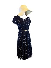 Talbots Polka Dot Midi Fit & Flare Dress sz 2 Preppy Princess SS