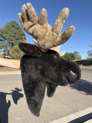 Huge Big Game Trophies Plush Puppet Plush Faux Taxidermy Moose Head Wall Mount
