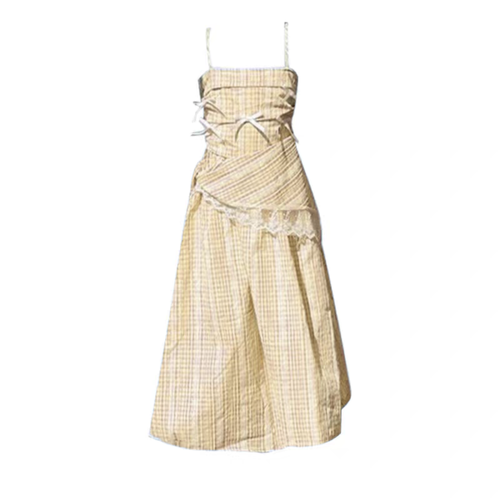 Teenagers Girls Princess Grid Dress Party Children Sling Dress Summer - Picture 14 of 14