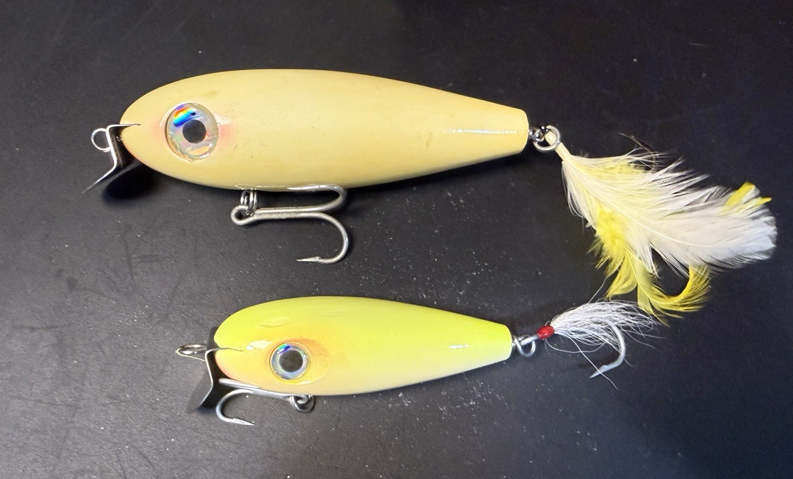 RM Smith Big Eye Wooden Metal Lip Surf Plugs Lot of 2 Handmade Striper Lures - Image 2