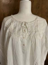 NEW NWT Victorian Classics SZ M White Nightgown w Long Sleeves Lace  Embroidery