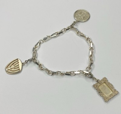 BEAU Vintage Sterling Silver Charm Italy Bracelet 7.75   19.9g