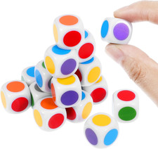 18 Pcs Colored Dice Set, 16 Mm Blank on Each Face D6 Six Sided Teaching Plastic