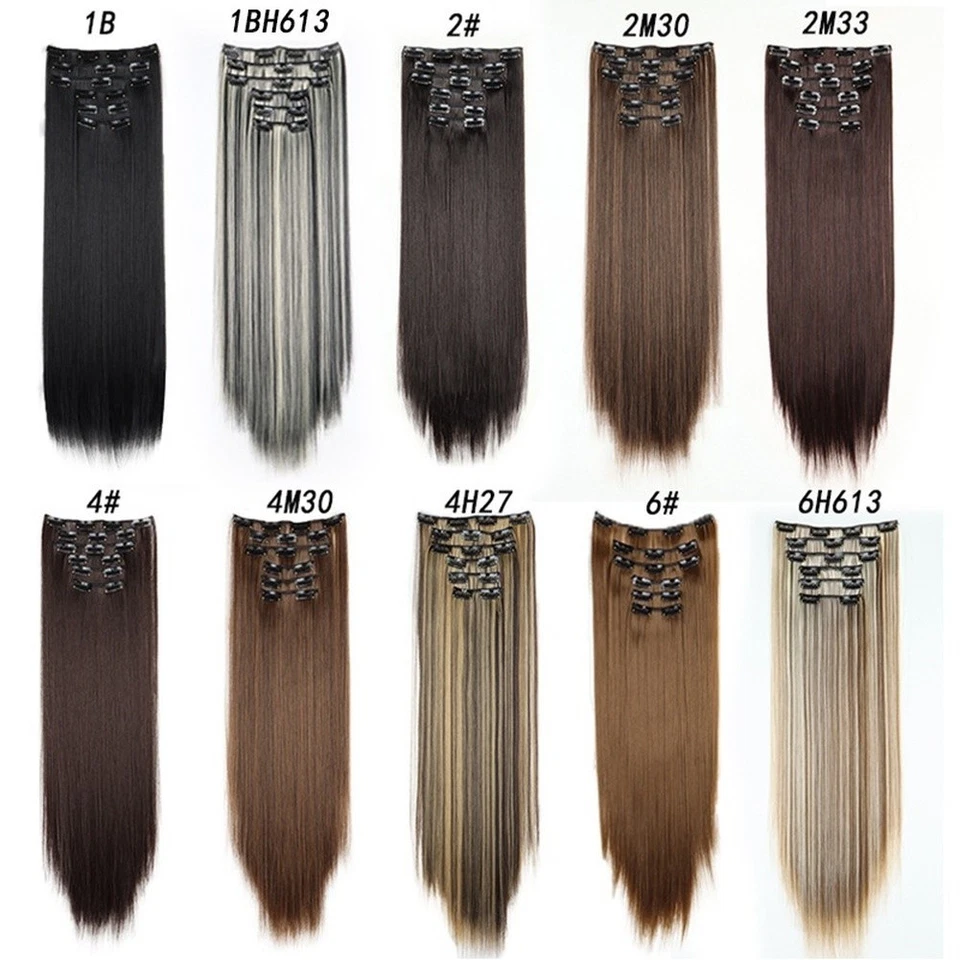 Glatte Kunsthaar Extensions 6 St??ck Clip In Echthaar 16 Clips 60 cm - Bild 2 von 4