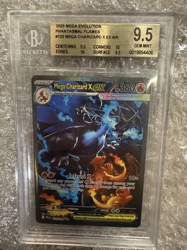 Mega Charizard X Ex 125/094 SIR Phantasmal Flames Beckett 9.5 Gem Mint