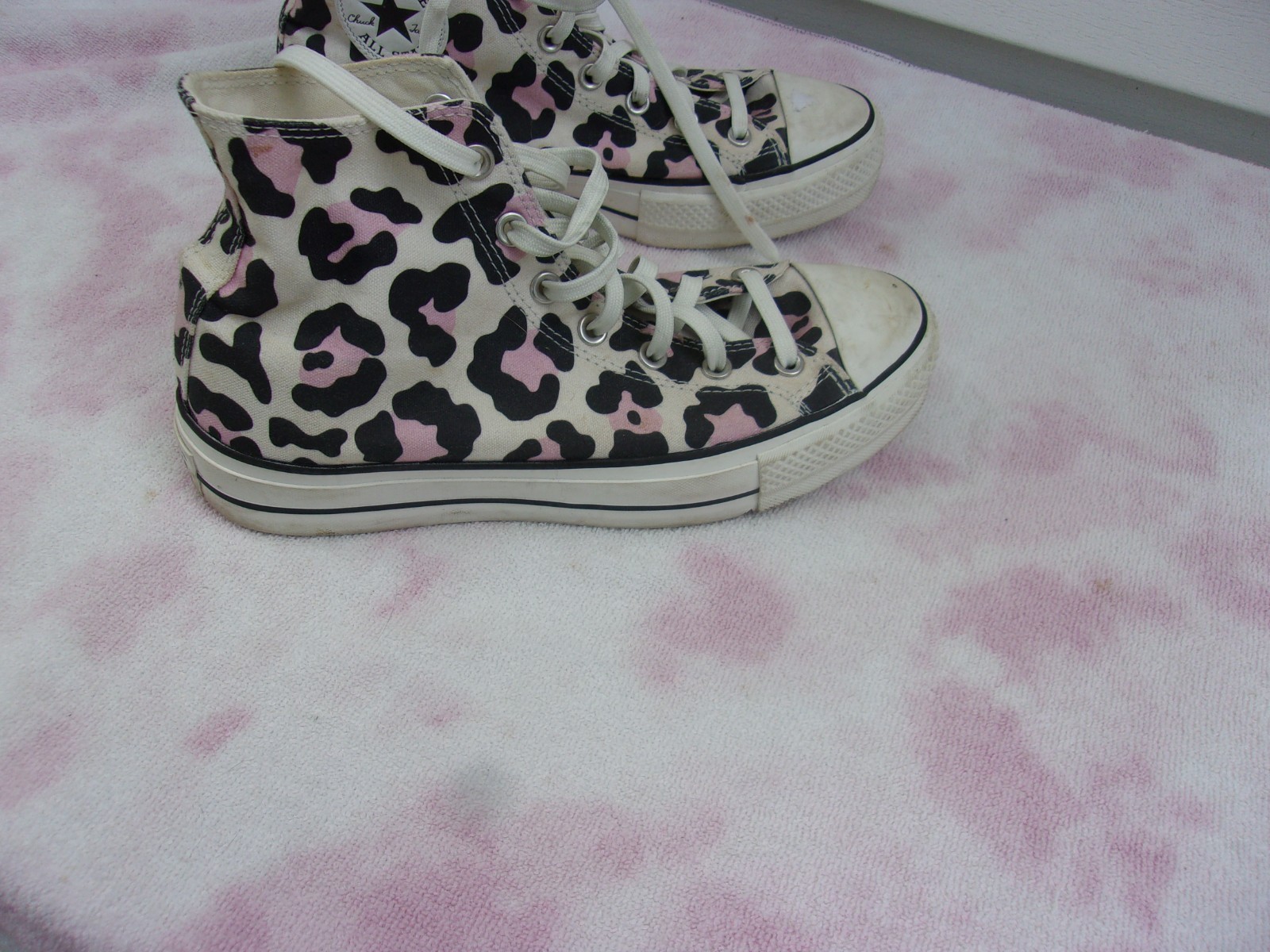 SAOLA scarpe donna Converse alte usate suola spessa taglia 9 5 stampa animalier suola rosa