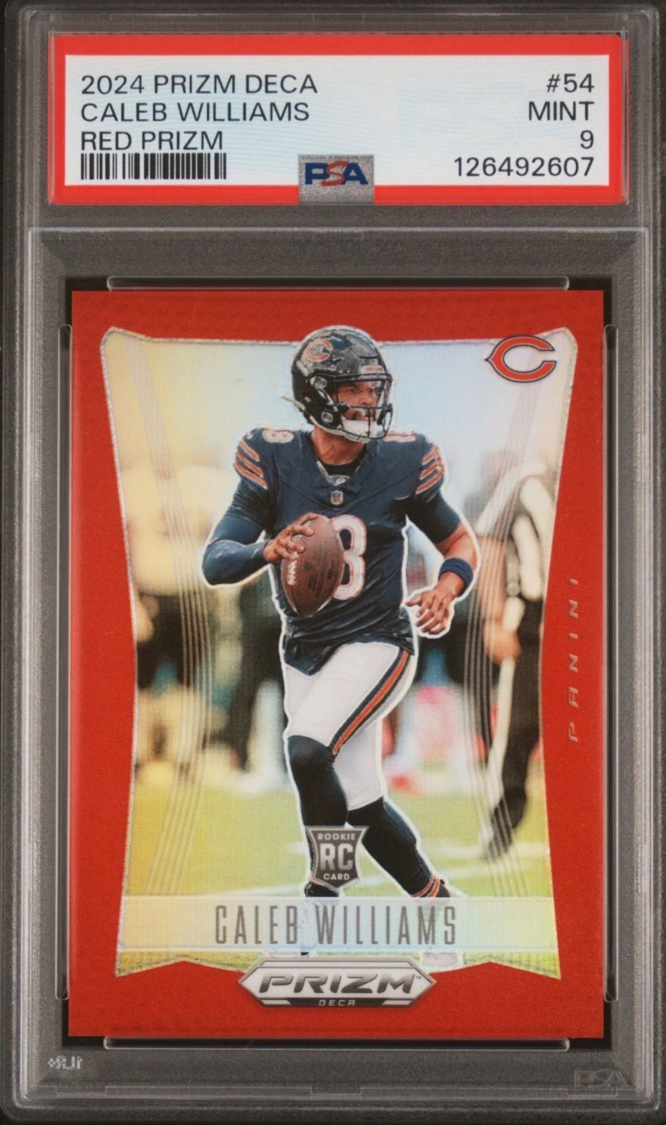 2024 Panini Prizm Deca - Caleb Williams #54 Red Prizm /199 (RC) PSA 9