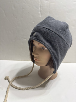 Fleece Gray adult hat With Beige Ties