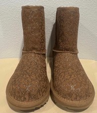 New UGG Australia Classic II Glitter Leopard Boots Youth Size 3