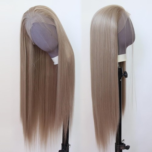 Ash Blonde Wig Long Straight Honey Blonde Brown Synthetic Lace Front Wigs Pre... - Picture 8 of 9
