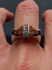 925 Sterling Silver Citrine Coctail Ring Size 7.5