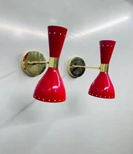 Mid Century 1950's Brass Italian Diabolo Wall Sconce Light Fixtur Christmas Gift