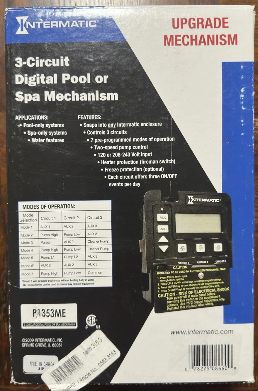 Intermatic P1353ME 3-Circuit Programmable Pool/Spa Digital Time Switch - Black