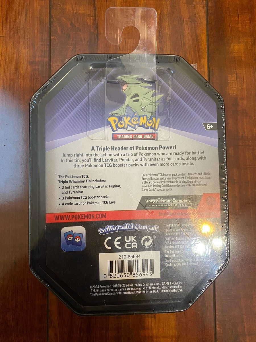 Pokemon Tyranitar Triple Whammy Tin 3 Booster Packs & 3 Cards! New! Sealed! | eBay Pokemon Tyranitar Triple Whammy Tin 3 Booster Packs & 3 Cards! New! Sealed! | eBay