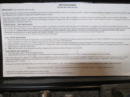 Precision Brand & Punch Die Set UPC 40105 - Picture 7 of 9