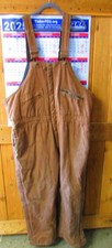 Key Insulated Duck Bib Overalls Brown, Size 2XLR Vintage