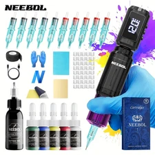 Complete Tattoo Starter Kit 1600mAh Lightweight Purple RotaryMachine with Needle