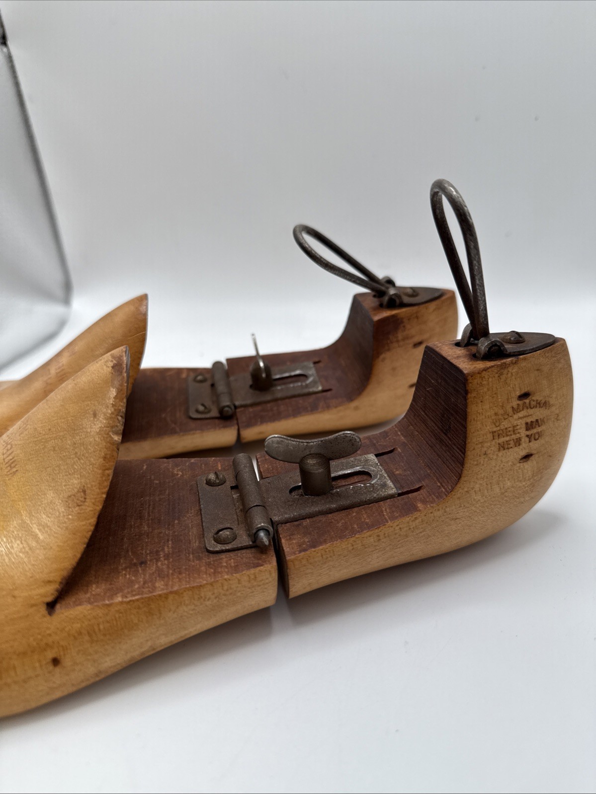 Vintage Wooden Hinged Shoe Trees hangers D B MACKAY  size Unknown