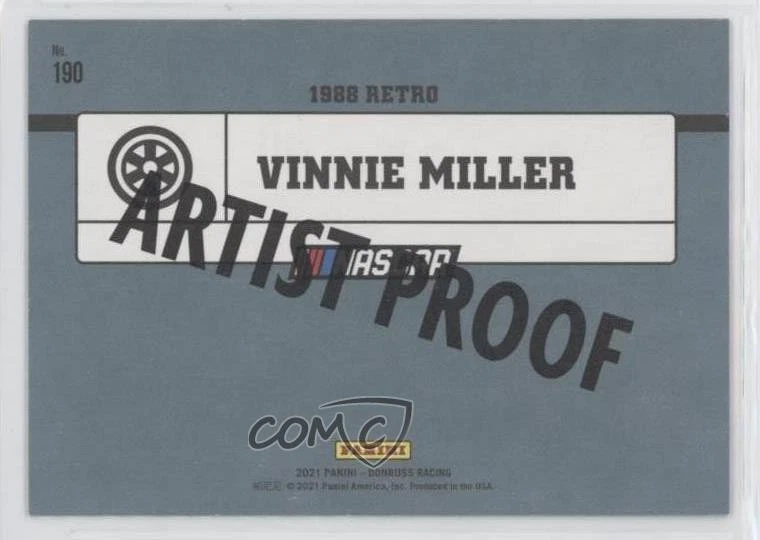2021 Panini Donruss NASCAR Retro 1988 Artist Proof /25 Vinnie Miller #190 - Image 2 of 2