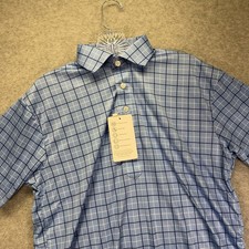 Collars  Co Dress Collar Polo Shirt Mens Small Blue Check Performance Stretch